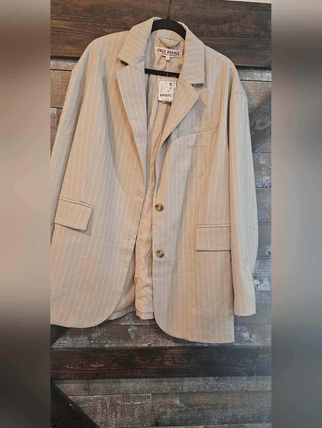 Free People Cream Pinstripe Blazer -Nwt 178 Retail